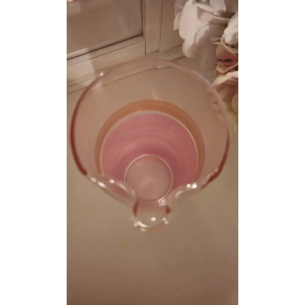 Vintage MCM Pink Gold Martini Cocktail Pitcher Carafe Pinched Spout 9.75
